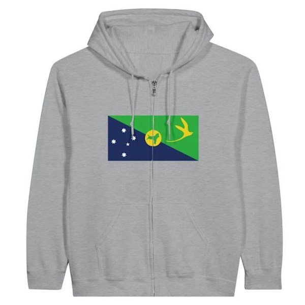 Christmas Island Flag Hoodie med dragkedja i grått Grå XXXL