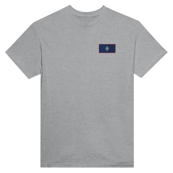 Guam Flag Broderi T-Shirt i Grå Grå XL