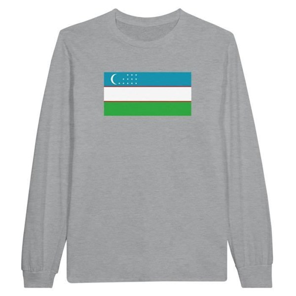 Uzbekistan Flag pitkähihainen T-paita harmaa Grå S