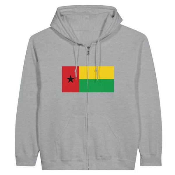 Guinea-Bissau Flag Hættetrøje med lynlås i grå Grå XXXL