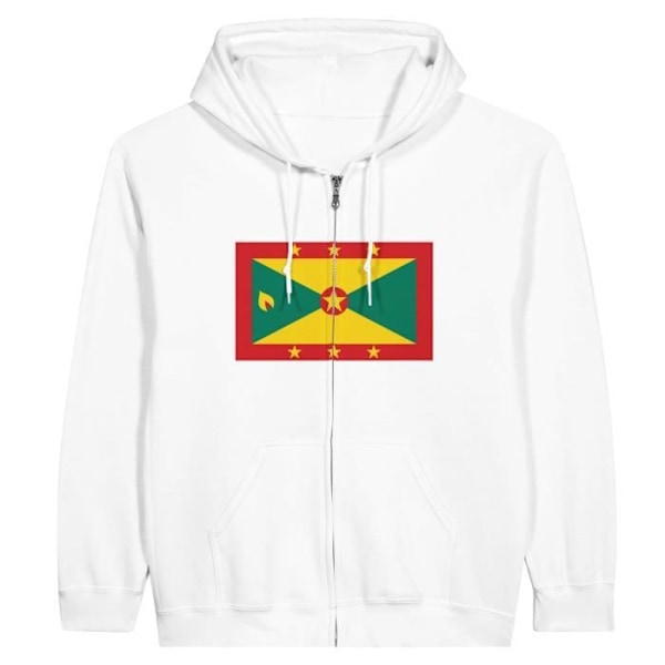 Grenada Flag Zip Hoodie i Vit Vit XL