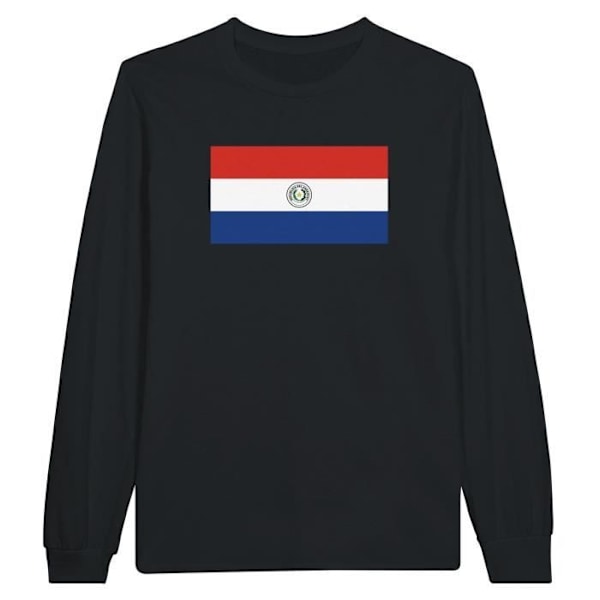 Paraguay Flag Langærmet T-Shirt i Sort Svart XL