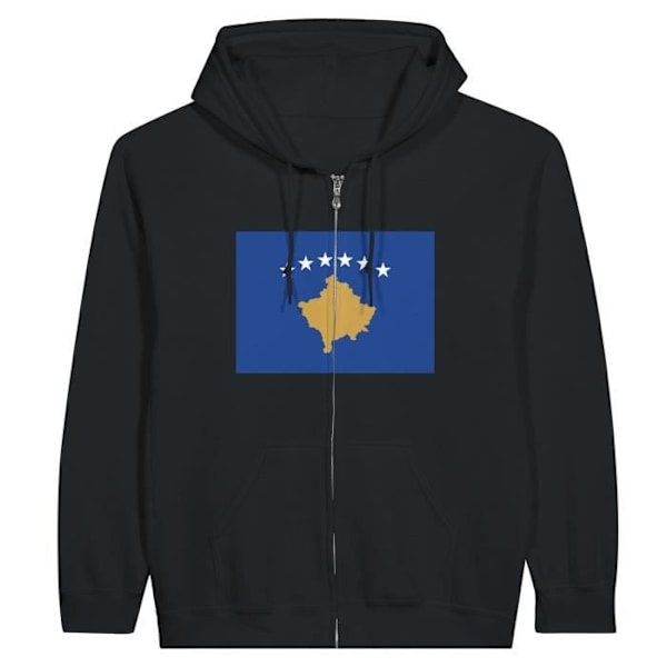 Kosovo Flag Zip Hoodie i Svart Svart S