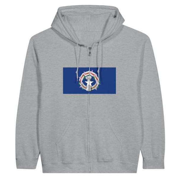 Northern Mariana Islands Flag Hoodie med dragkedja i grått Grå S