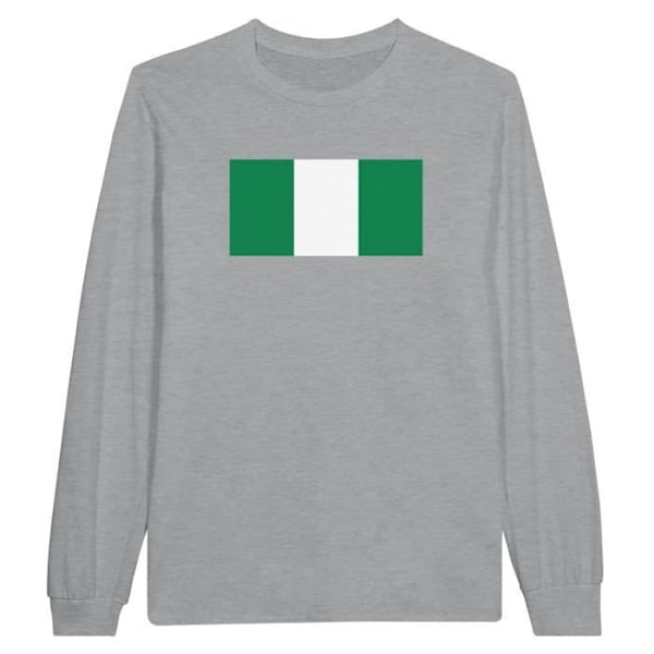 Nigeria Flag langærmet T-shirt i grå Grå jag