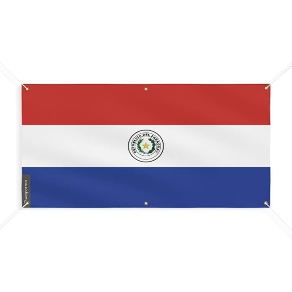 Paraguay flagga banner 6 öljetter 180x360cm i polyester