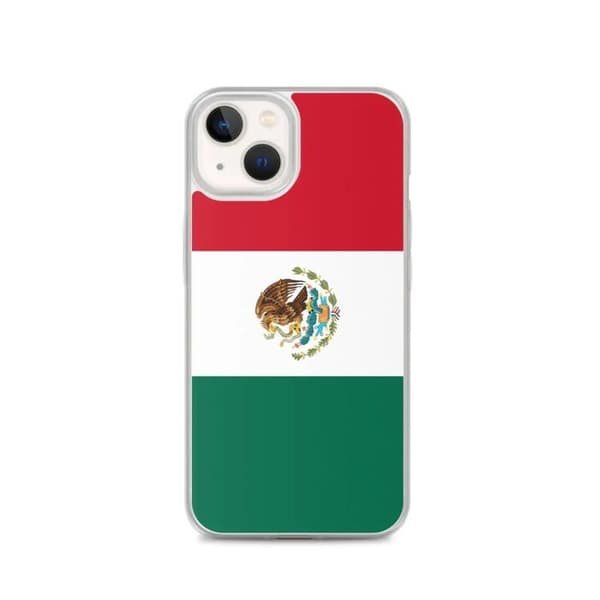Coque til iPhone - PIXELFORMA - iPhone 13 - Mexicos flag - Blødt silikone - Letvægtsdesign Grön, vit, röd