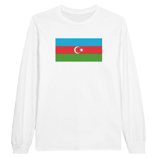 Aserbajdsjan Flag langærmet T-shirt i hvid Vit M