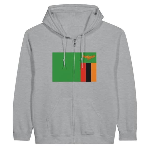 Huppari - PIXELFORMA - Zambian lippu - Harmaa - Polyesteri-Puuvilla - Koko pitkä vetskari Grå XXL