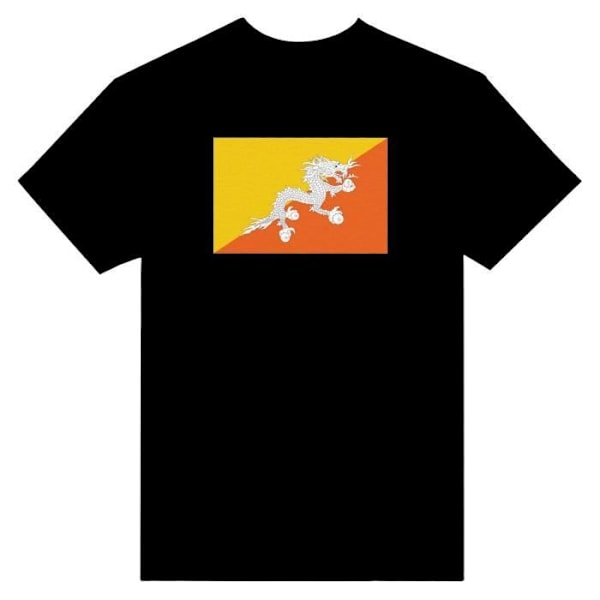 Bhutan Flag T-shirt i sort farve Svart XL