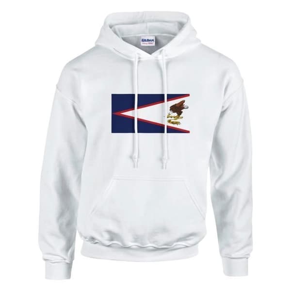 Hætte sweatshirt - PIXELFORMA - Amerikanske Samoa flag - Hvid - Lange ærmer - Hættekrave Vit jag