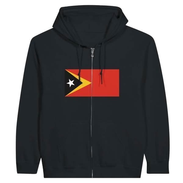 Sweat med hætte - PIXELFORMA - Østtimors flag - Sort - Polyester-Bomuld - Lynlås Svart XXL
