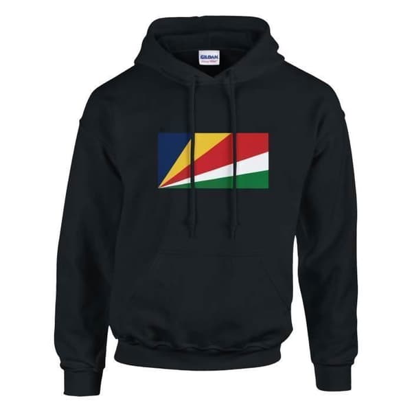 Hætte sweatshirt - PIXELFORMA - Seychellernes flag - Bomuld-polyester - Lange ærmer - Unisex Svart S