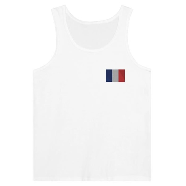 Fransk Flag Broderi Tank Top i Hvid Vit XS