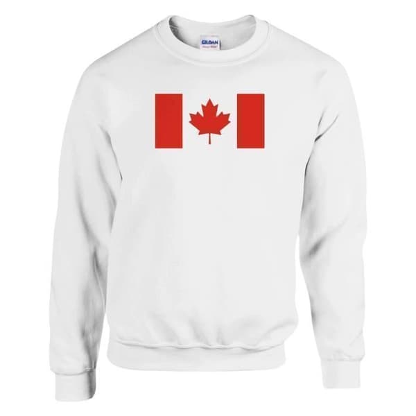 Sweatshirt - PIXELFORMA - Kanadas flagga - Vit - Långärmad - Blandad Vit M