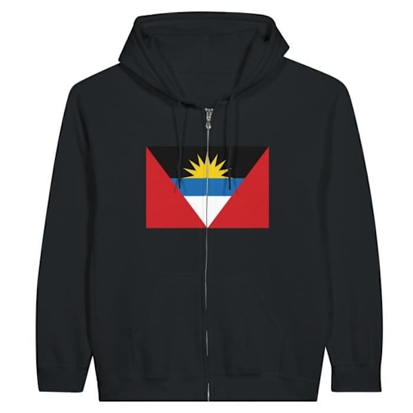 Antigua og Barbuda Flag Hættetrøje med lynlås i sort Svart jag