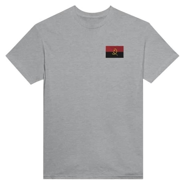 Angola Flag Brodeerer T-paita harmaa Grå XXL