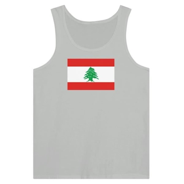 Libanon Flag Tank Top i Grå Grå S