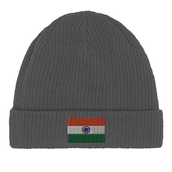 Hätta Flagga Indien i Grå Grå