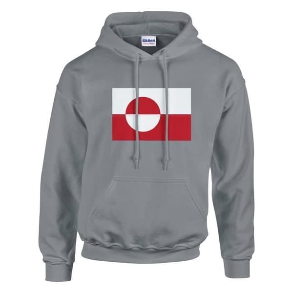 Hættetrøje - PIXELFORMA - Grønlands Flag - Grå - Lange ærmer - Hættekrave Grå M