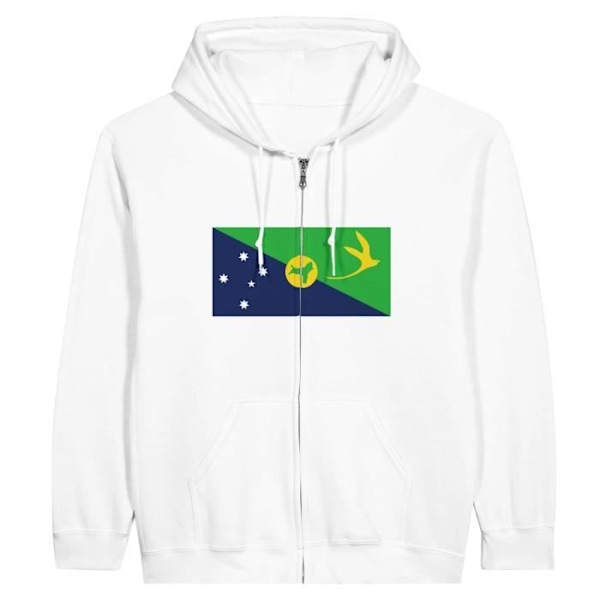 Christmas Island Flag Hoodie i Vit med dragkedja Vit M