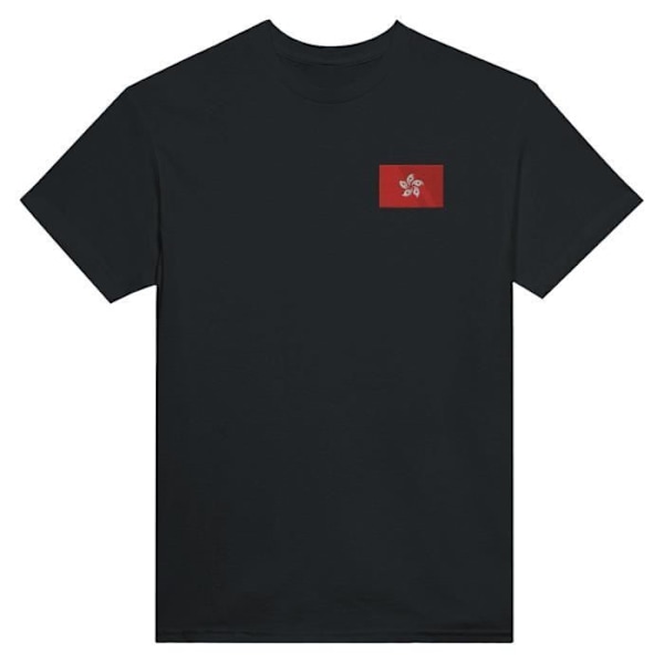 Hong Kong Flag Broderi T-Shirt i sort Svart jag