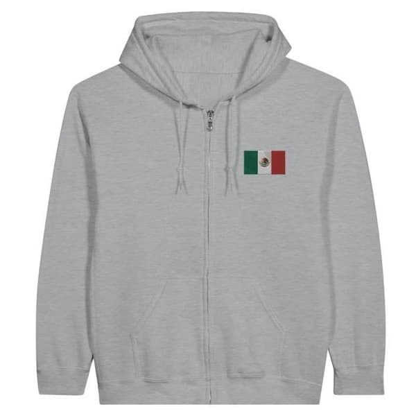 Huppari - PIXELFORMA - Meksikon lippu - Harmaa - Pitkät hihat - Huppukaulus Grå M