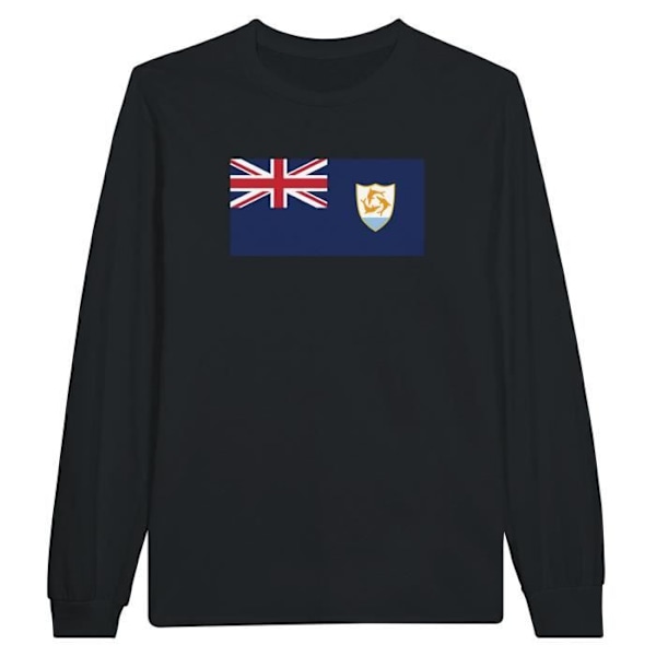 Anguilla Flag Langærmet T-shirt i sort Svart S