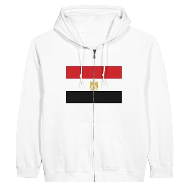 Egypt Flag Zip Hoodie i Vit Vit M