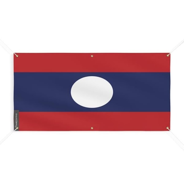 Laos Flag Banner 6 Øjer 90x180cm i polyester