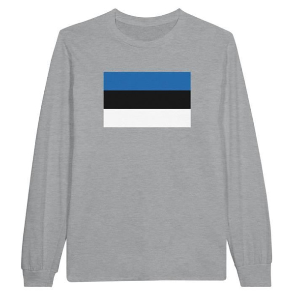 Langærmet T-shirt - PIXELFORMA - Estisk Flag - 100% bomuld - Grå - Langærmede Grå S