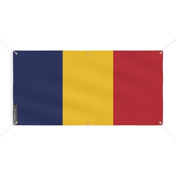 Banner Flag of Chad 6 eyelets 50x100cm i polyester