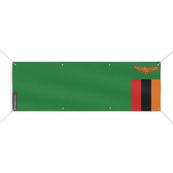 Zambia Flag Banner 8 Eyelets 130x390 cm