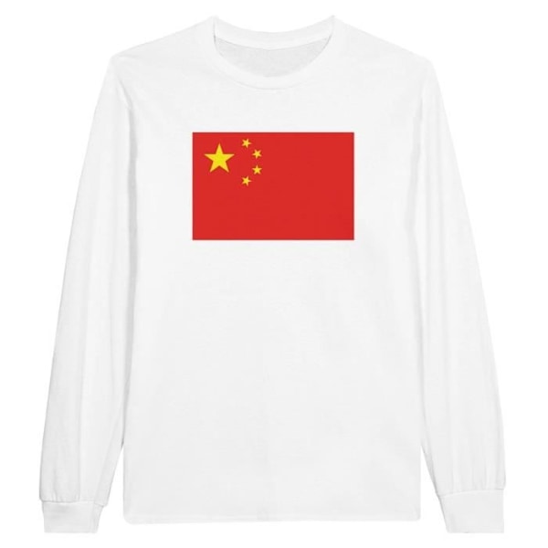 Folkerepublikken Kina Flag langærmet T-shirt i hvid Vit XXXL