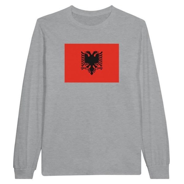 Albanien Flag langærmet T-shirt i grå Grå jag