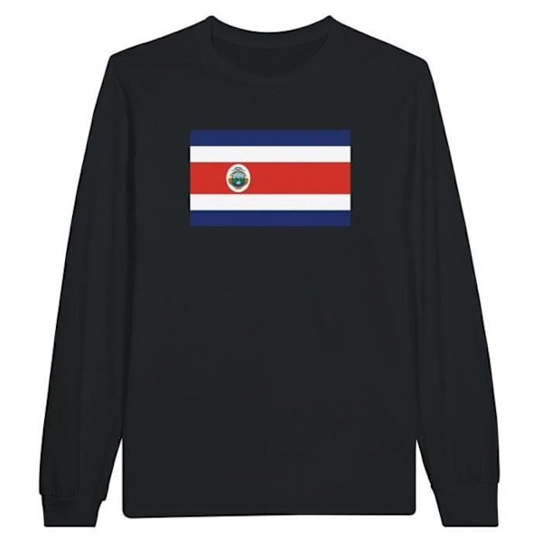 Costa Rica Flag Langærmet T-Shirt i Sort Svart XXXL