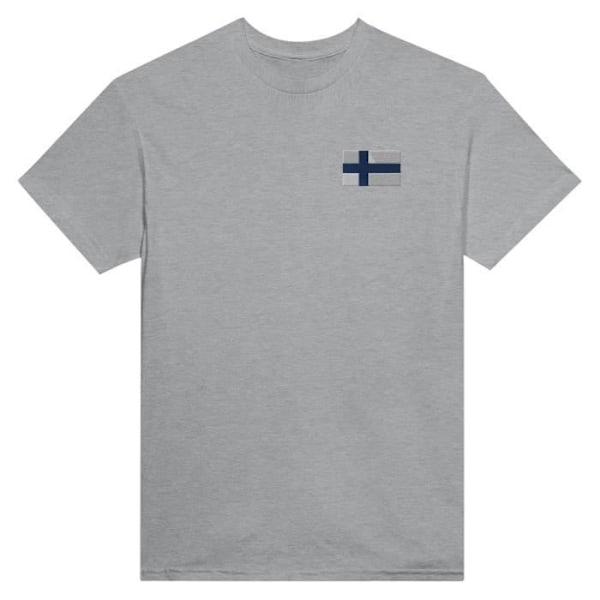 Finland Flag Broderi T-Shirt i Grå Grå S