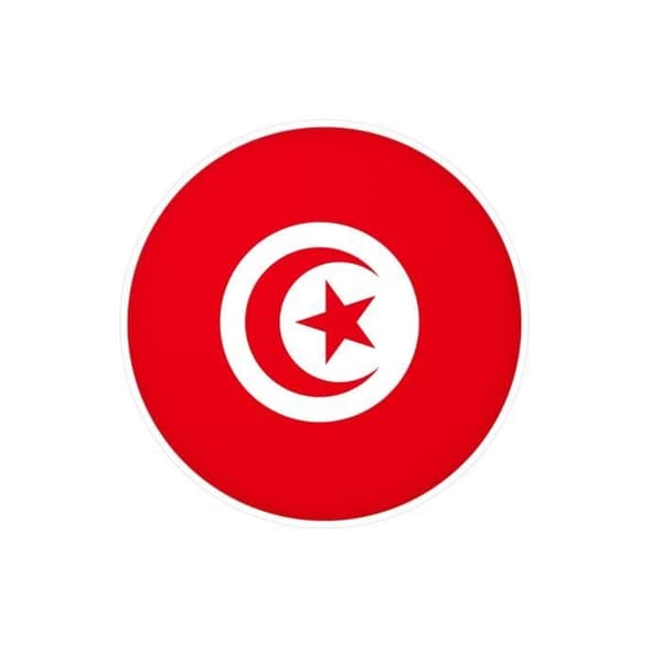 Pyöreä tarra Tunisian lippu 10 cm 1000 kappaletta