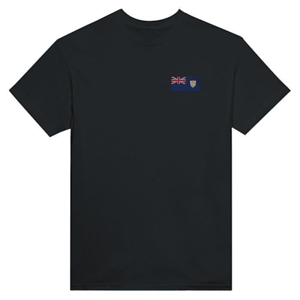 Anguilla Flag Broderi T-Shirt i Sort Svart XXL