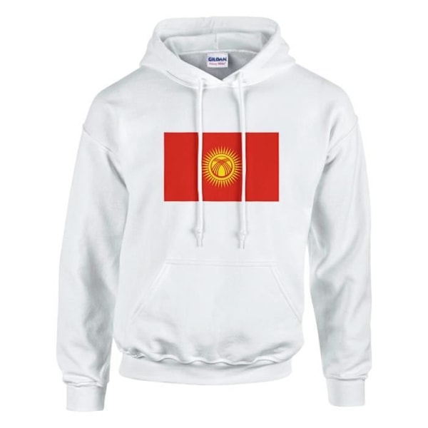 Kyrgyzstan Flag Hoodie i Vit Vit jag