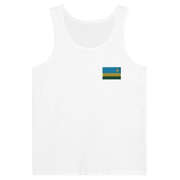 Rwanda Flag Broderi Tank Top i Hvid Vit XXL