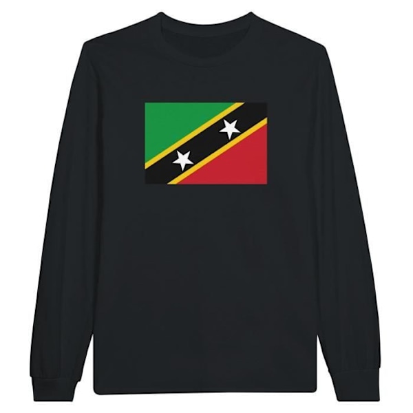 Saint Kitts og Nevis Flag Langærmet T-shirt i sort Svart XXL