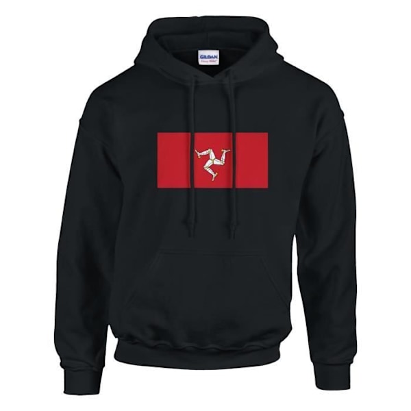 Isle of Man Flag Hoodie i svart Svart XXXXL