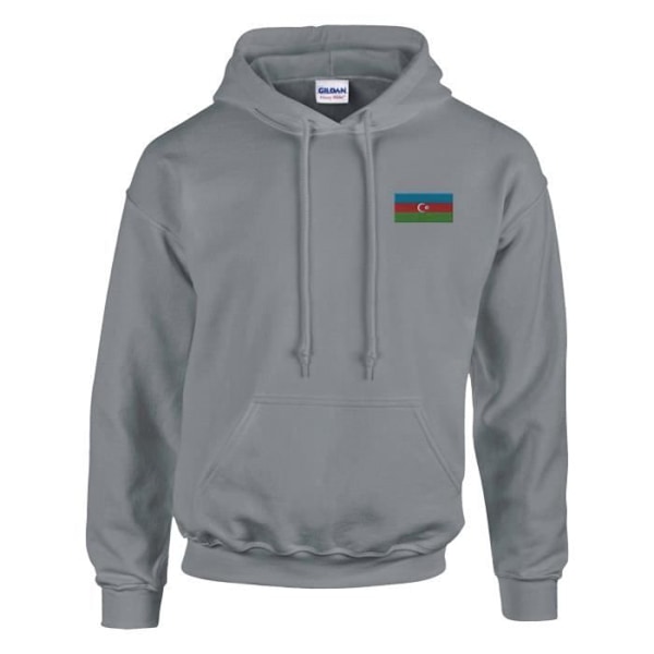 Azerbajdzjan flagga broderi hoodie i grått Grå XL