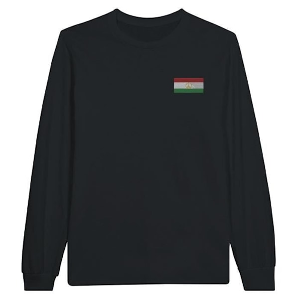 Tadžikistan Flag Brodeerattu pitkähihainen musta T-paita Svart XXXL