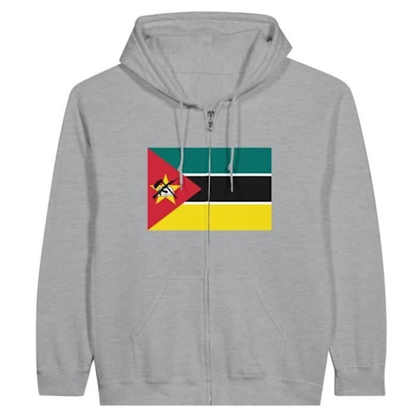 Moçambique Flag Hoodie med dragkedja i grått Grå XXXL