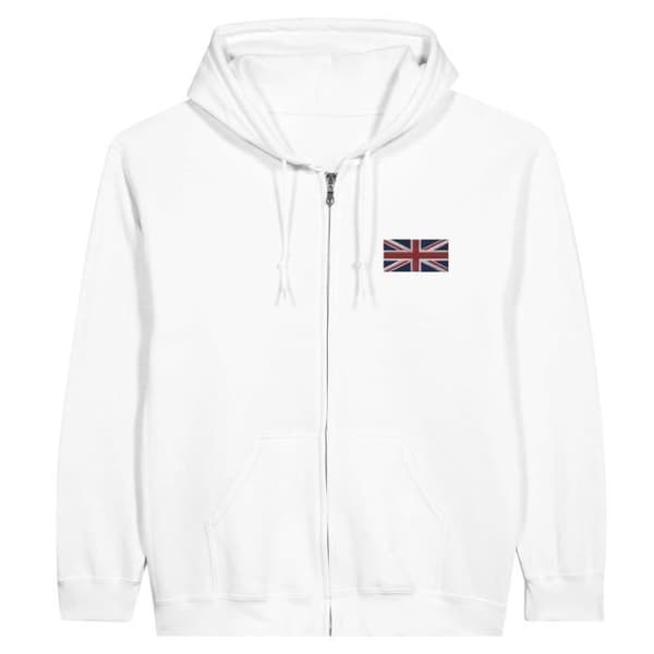 Hætte sweatshirt - PIXELFORMA - Storbritanniens flag - Hvid - Lange ærmer - Hættekrave Vit XL