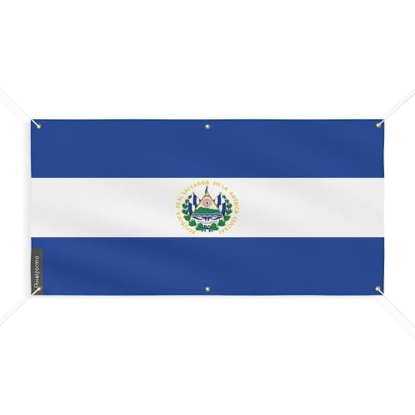 Banner Flag of El Salvador 6 Øjer 200x400cm i polyester