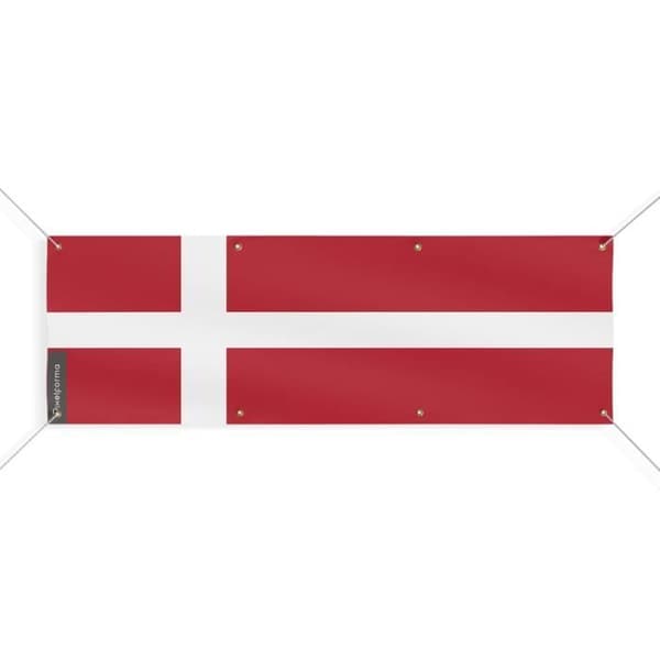 Danmarks Flag Banner 8 Øjer 110x330 cm
