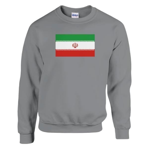 Sweatshirt - PIXELFORMA - Iranin lippu - Harmaa - Pitkät hihat - Unisex Grå XXXXL